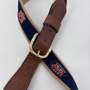 Zep-Pro Auburn Tigers Belt Mens 30 Blue Tan Leather Canvas NCAA Gameday USA Made